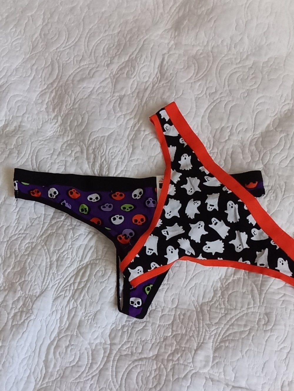 Kids Halloween Ghost & Skull Underwear - Black, Purple with Orange Trim